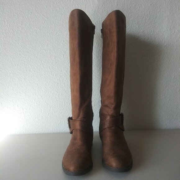 Bullboxer B52 Kayley tan, brown faux leather knee high boots - Picture 2 of 10